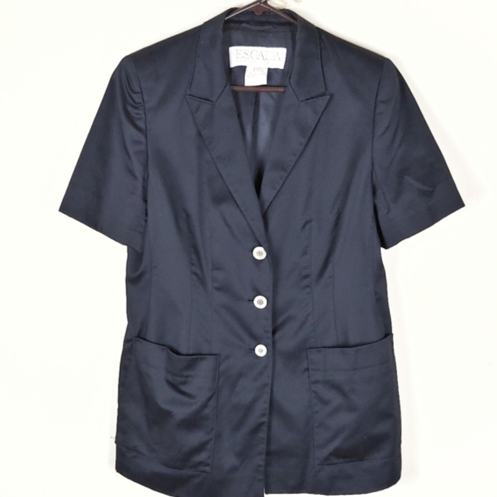 Vintage Escada Margaretha Ley Black Short Sleeve Blazer